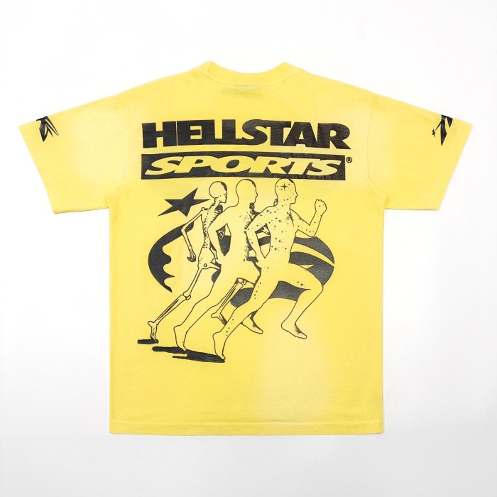 [Big & Tall for weights up to 260 lbs]1:1 quality version Washed Version Yellow Marathon Logo Print Tee with NFC tag