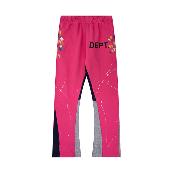 Left leg large monogrammed printed wide leg pants 12 colors