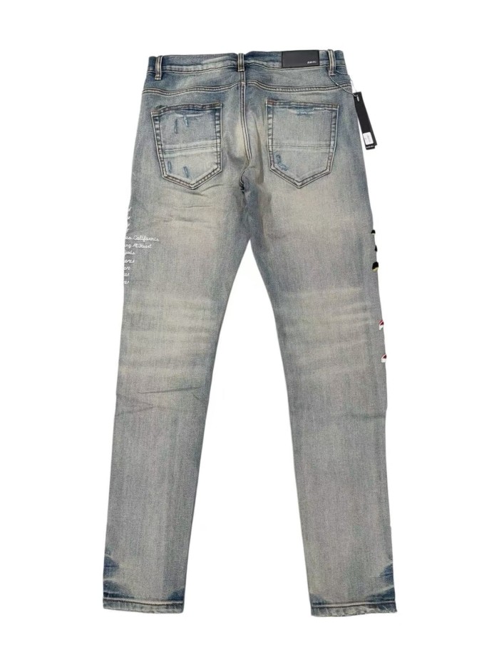 1:1 quality version Colorful Preppy Letter Slogan Embroidery Jeans 29080650