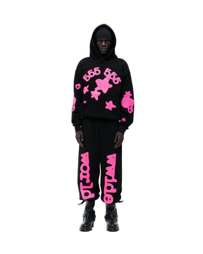 1:1 quality version Rose Pink 555 Printed Hoodie & Pants Set 28747517