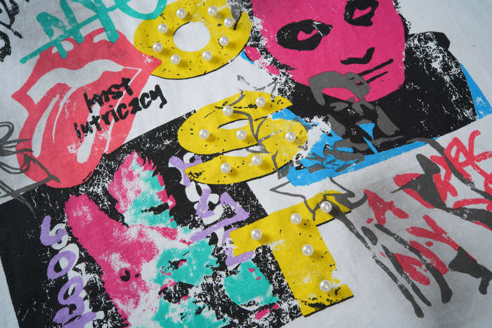 Ghost face portrait with colored Gothic letters, aged and diffused T-shirt 29069432