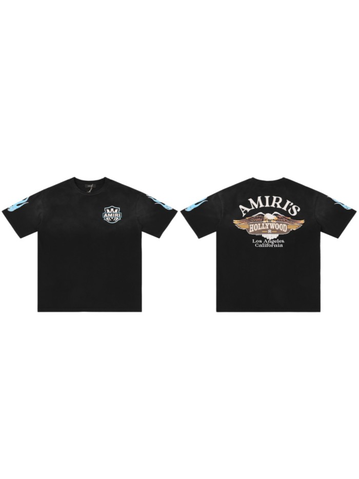 Vintage Flame Letter Print Washed Distressed Tee 2 colors 28979042