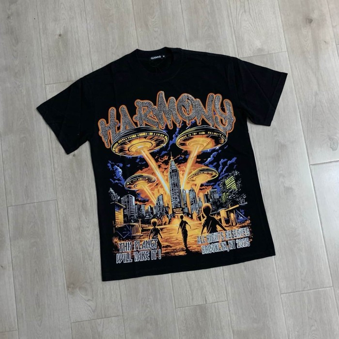 UFO Invasion Doomsday City Rhinestone Print Tee 29077648