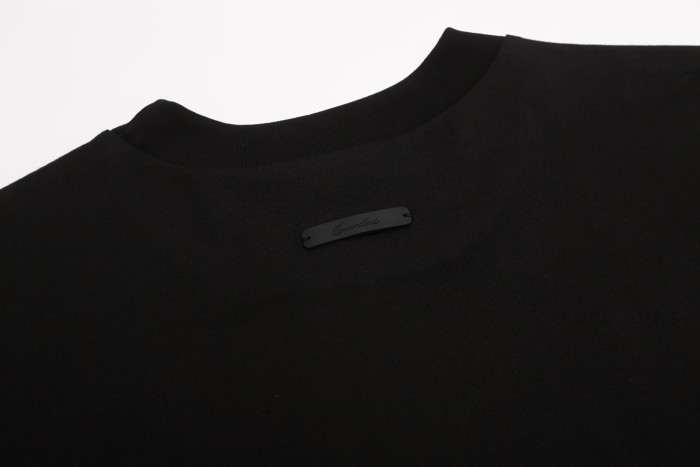 Handwritten cursive letters in black and beige, loose-fitting, drop-shoulder T-shirt 2 colors  29053714