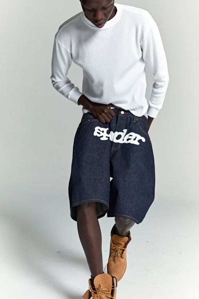 [Big & Tall for weights up to 220 lbs]1:1 quality version 28270387 LOGO Printed V3 Denim Shorts 2 colors