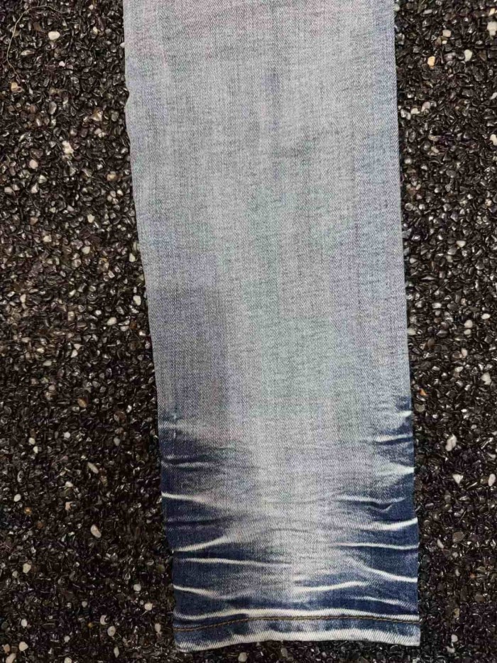 1:1 quality version Ice Blue Patch Logo Ripped Jeans 29080641
