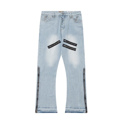Retro zipper ripped jeans