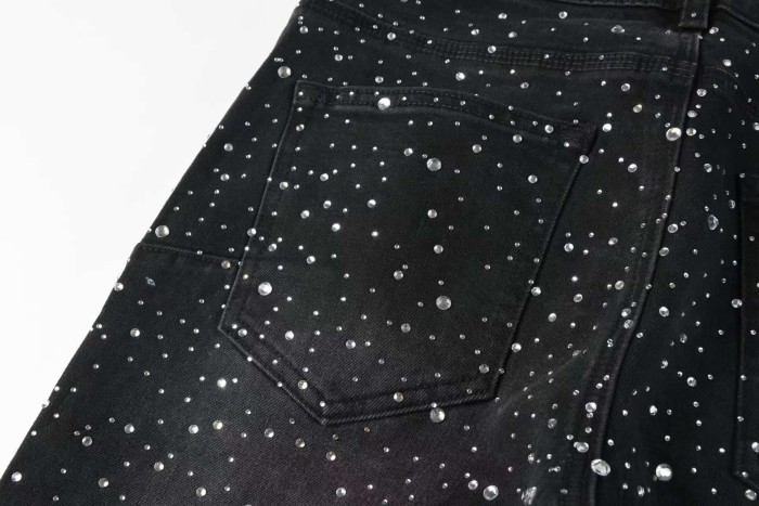 1:1 quality version Full Rhinestone Stacked Vintage Jeans 28972584