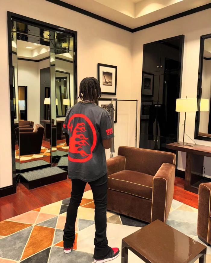 [Big & Tall for weights up to 260 lbs]1:1 quality version HS mottled monogram slogan logo washed version Tee 2 colors with NFC tag