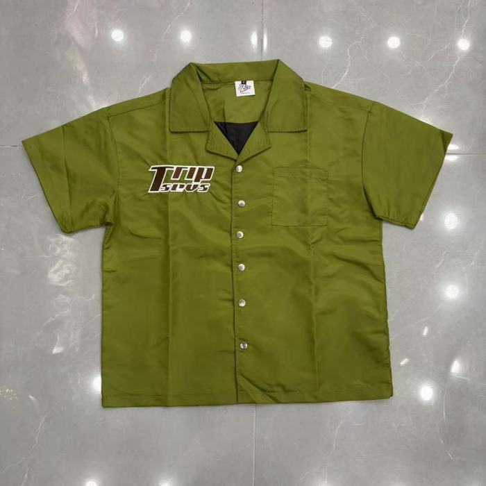 Y2K Workwear Set with Cuban Collar Shirt & Side Snap Shorts 6 colors 29069173