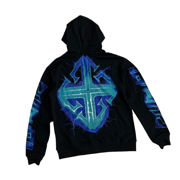 Lightning Skull Cross Print Hoodie 28748600