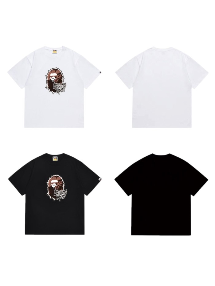 Vintage Distressed Ape Head Gothic Font Print T-Shirt 2 colors 29052455