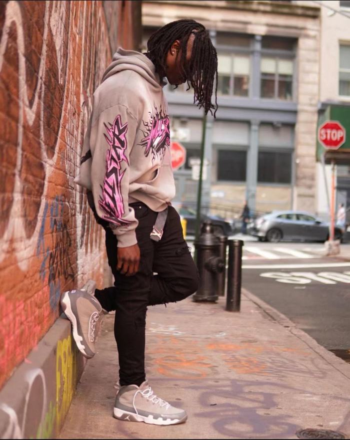 [Big & Tall for weights up to 260 lbs]1:1 quality version HS Future Fire Hoodie & Pink and Black Fire Pants Set with NFC tag