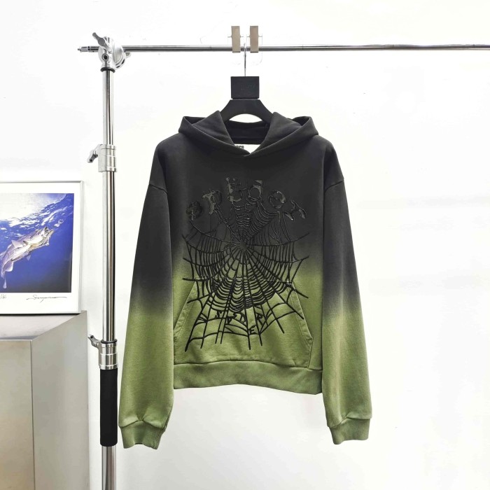 [Big & Tall for weights up to 220 lbs]1:1 quality version Black Green Dip Dye Print Hoodie & Pants Set 29033216