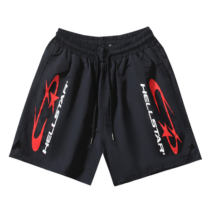 Red Star Thorn Wreath Print Woven Beach Shorts 29043457