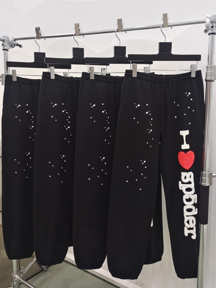 1:1 quality version Love Foam Letter Star Spiderweb Print Hoodie & Pants