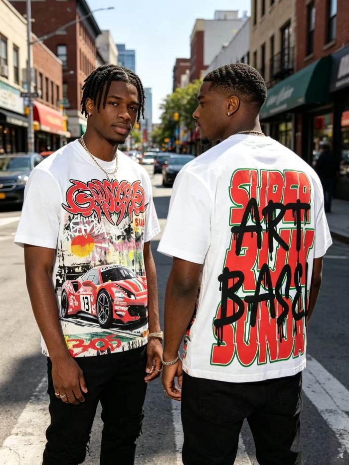Splatter Graffiti Racing Print Washed Tee 2 colors 29098142