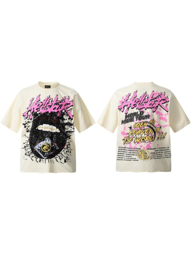 Gold Tooth Dark Flame Lip Print Washed Tee 29090182
