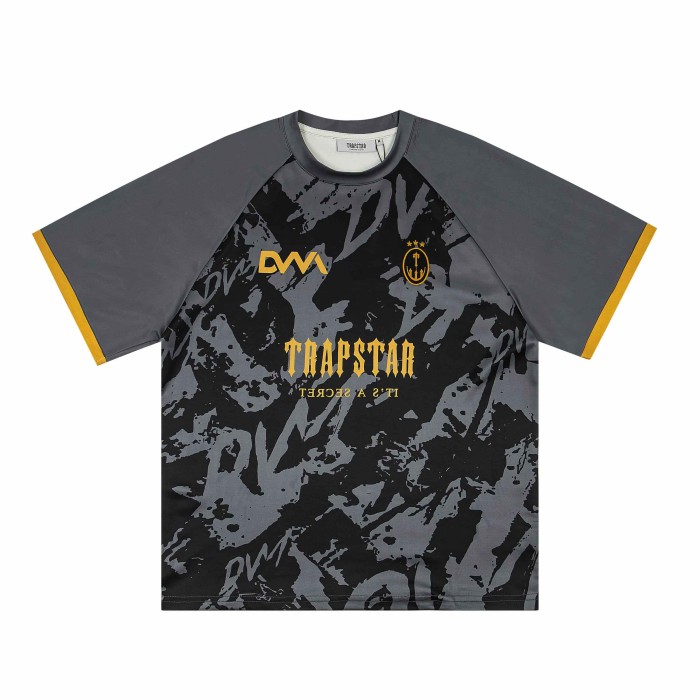 Loose High Street Grey And Black Graffiti Camo Print Raglan Sleeve T-Shirt 29080220