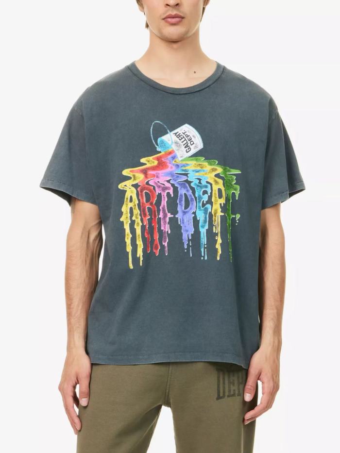 [Big & Tall for weights up to 260 lbs]1:1 quality version 28180459 Colored ink bucket printed washed Tee