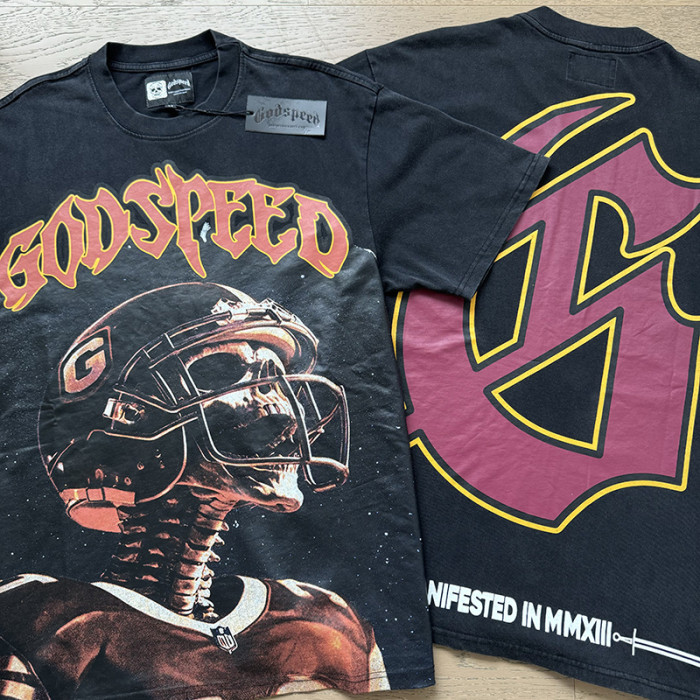 Rugby skull G-shaped logo black vintage short-sleeved T-shirt 29045568