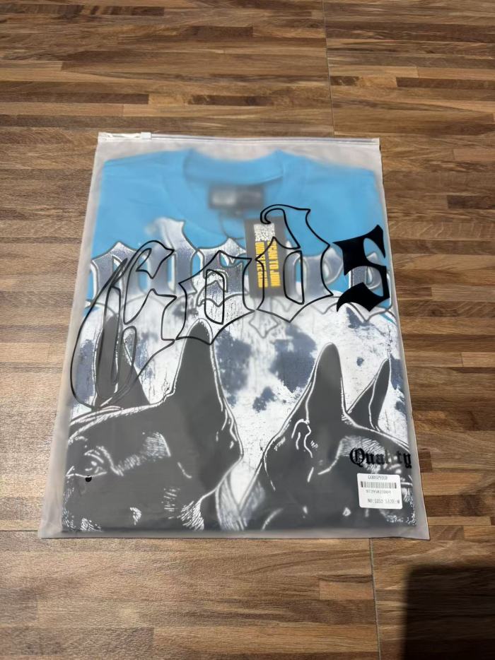 Double Doberman Pinscher Full Moon Lake Blue Distressed Short-Sleeve T-Shirt 29053396