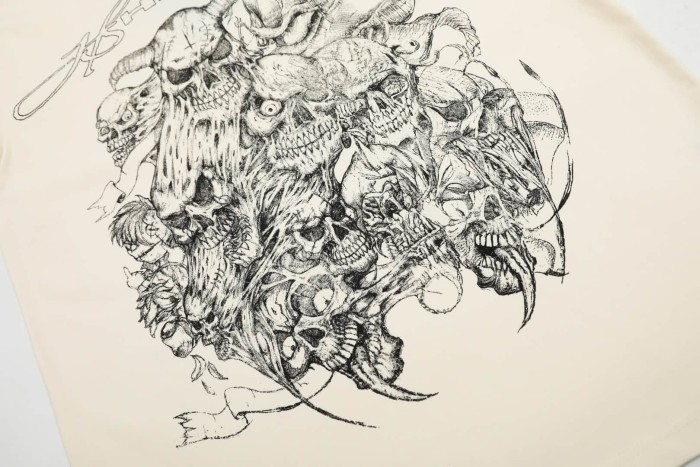 Group Skull Line Art Print Washed Tee 29090184