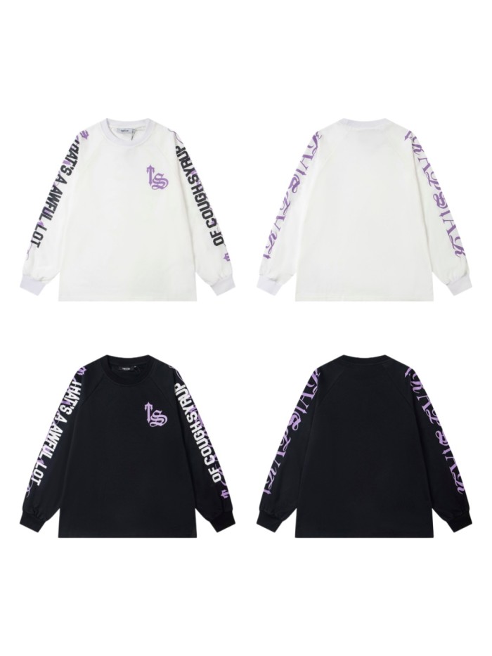 Oversized Edgy Streetwear Gothic Text Print Raglan Long Sleeve T-Shirt 2 colors 29077684