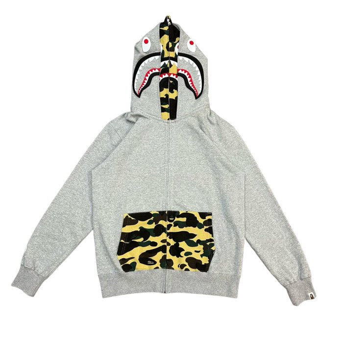 1:1 quality version 28367261 Camouflage Patchwork Double-Headed Shark Zipper Hoodie 2 colors