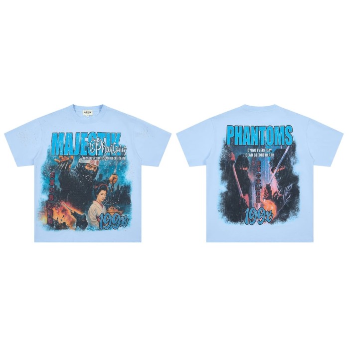 Ninja And Geisha Rhinestone Print Washed Tee 29064546