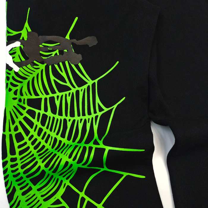 1:1 quality version Green Spider Web Printed Hoodie & Pants Set 28692914