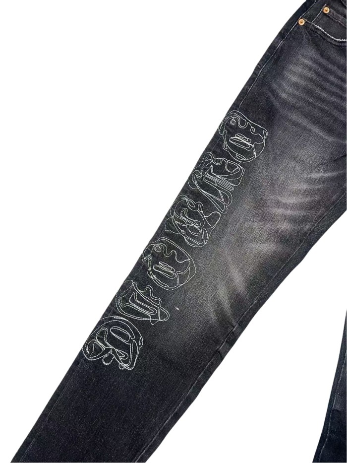 1:1 quality version Line Embroidery Art Word Jeans 28648678