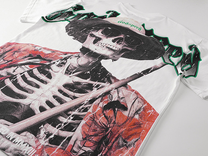 Vacation-style skull 8-ball white short-sleeved T-shirt 29044595