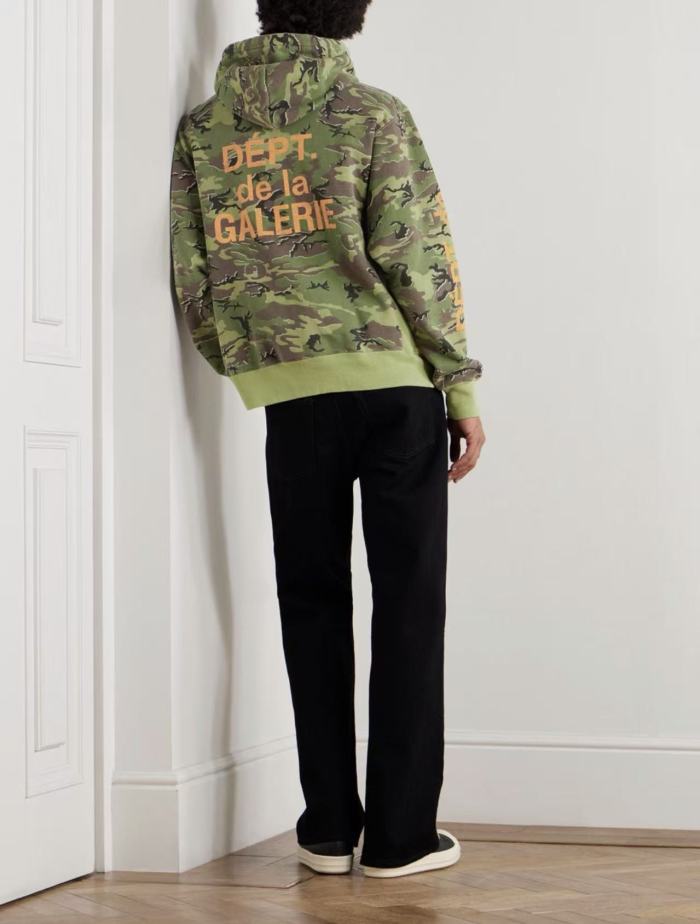 [Big & Tall for weights up to 260 lbs]1:1 quality versionGreen Camouflage Orange French Print Hoodie & Pants Set 28749365
