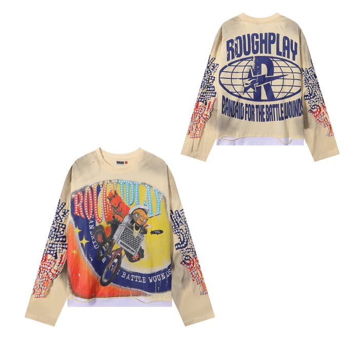 Piglet ET Bicycle Silver Hot Stamping Print Washed Version Long Sleeve T-Shirt 2 colors 28758383