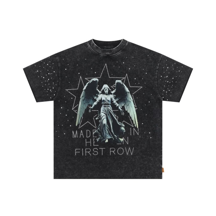Starburst Angel Rhinestone Print Washed Tee 29054087