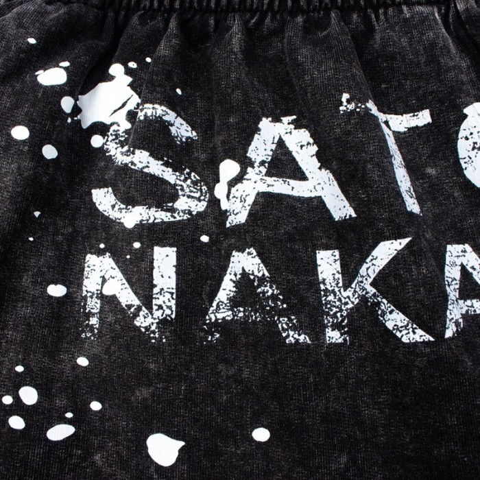 Ink Splash Classic Letter Print Washed Shorts 29082411