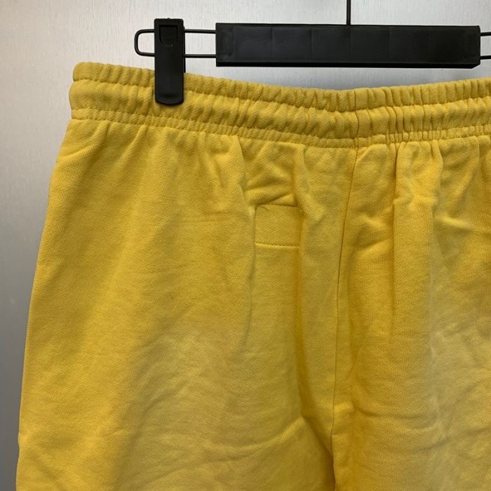 Black Flame Logo Print Washed Yellow Shorts 29043469