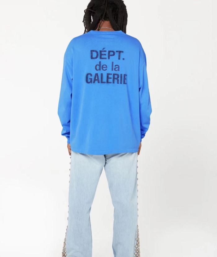 [Big & Tall for weights up to 260 lbs]1:1 quality version Chest Pocket French Letter Logo Long Sleeve T-Shirt 3 colors