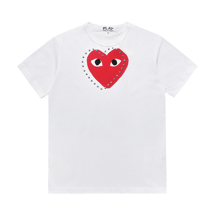 28311373 Studded Rhinestone Heart Print  Tee 2 colors