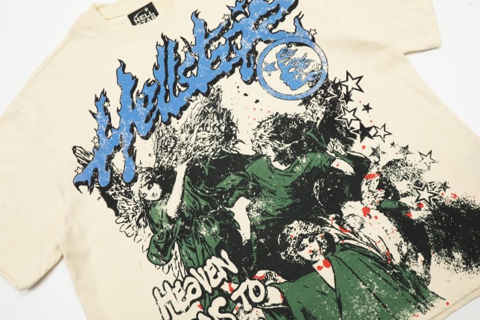 Green Robe Religious Angel Print Washed Tee 29090193