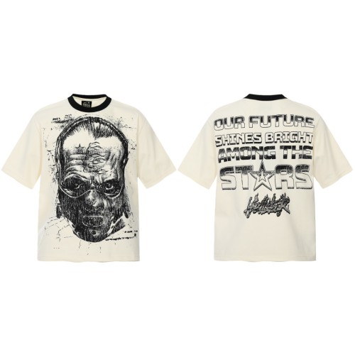 Mask Figure Sketch Print Washed Tee 29092378