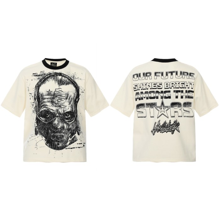 Mask Figure Sketch Print Washed Tee 29092378