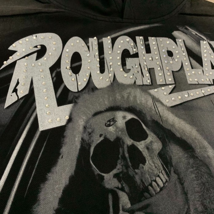 Hood Skeleton Driving Rhinestone Print Washed Version Hoodie 28758372