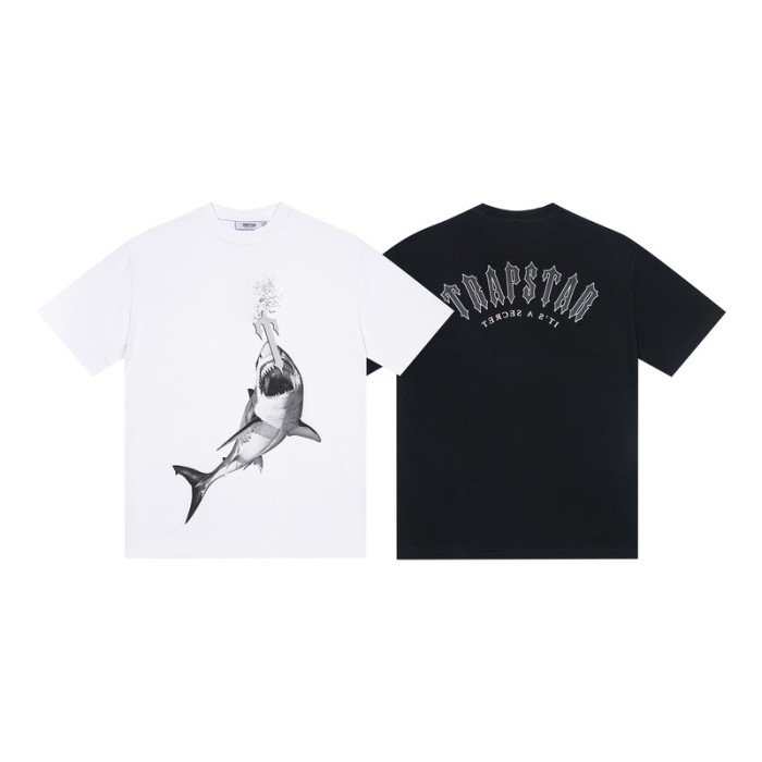 High Street Shark Hook Direct Print Loose T-Shirt 2 colors 29080215