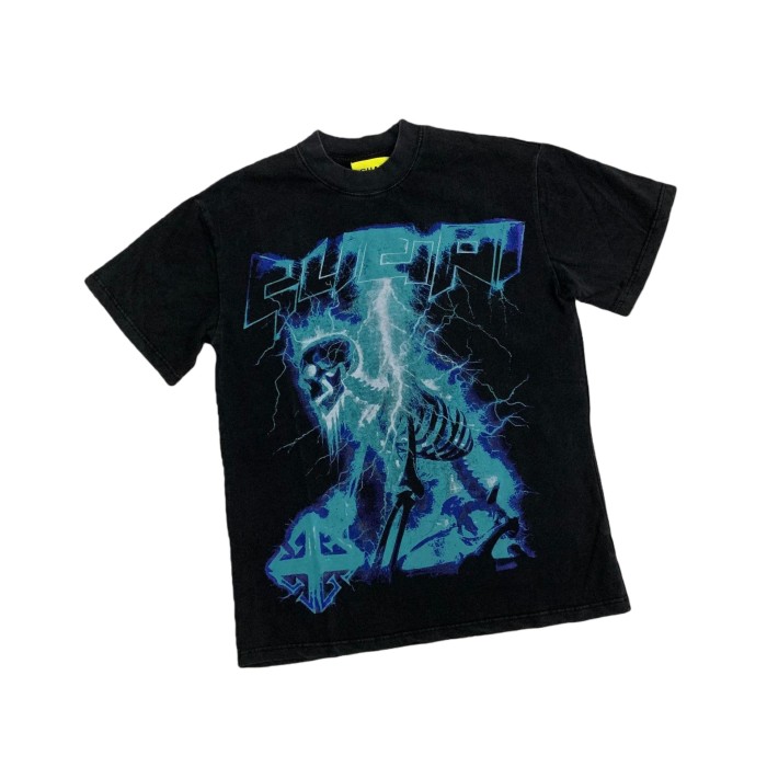 Lightning Skull Print Washed Version Tee 2 colors 28748597