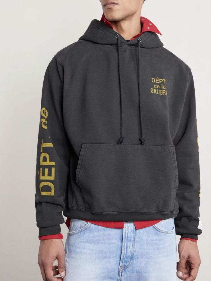[Big & Tall for weights up to 260 lbs]1:1 quality version Distressed Yellow French Print Hoodie 28755448
