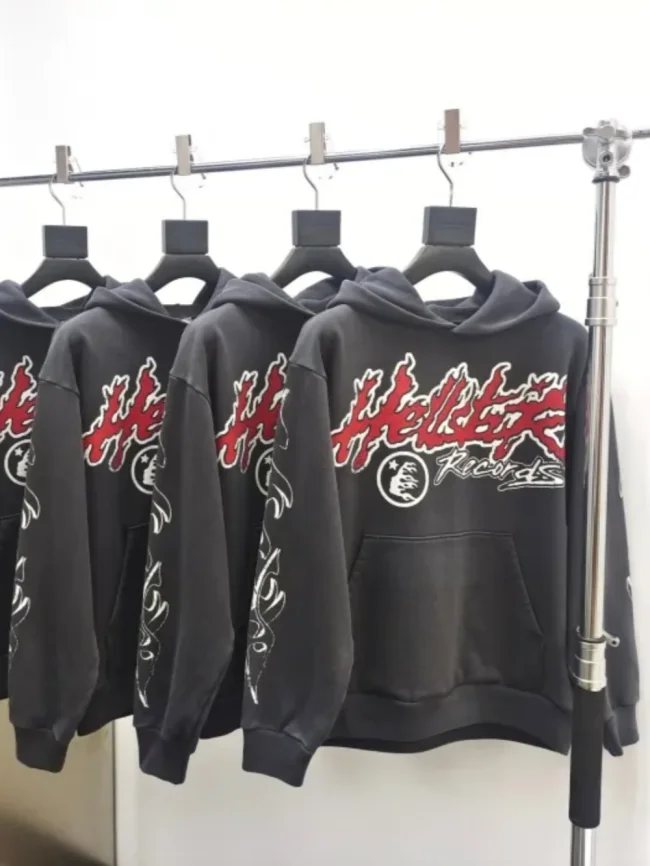 [Big & Tall for weights up to 260 lbs]1:1 quality version Fiery Alphabet Slogan Print Hoodie