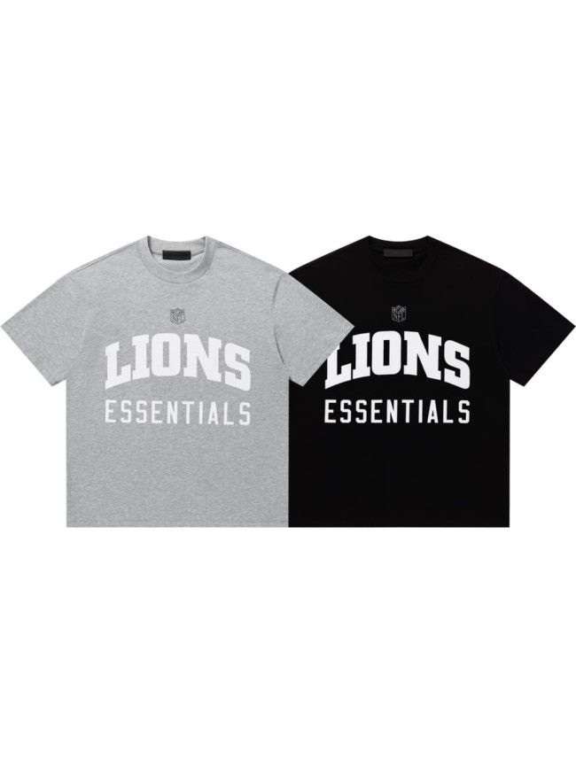 Lions team curved large letter logo heavyweight pure cotton fan couple T-shirt 2 colors 29060612