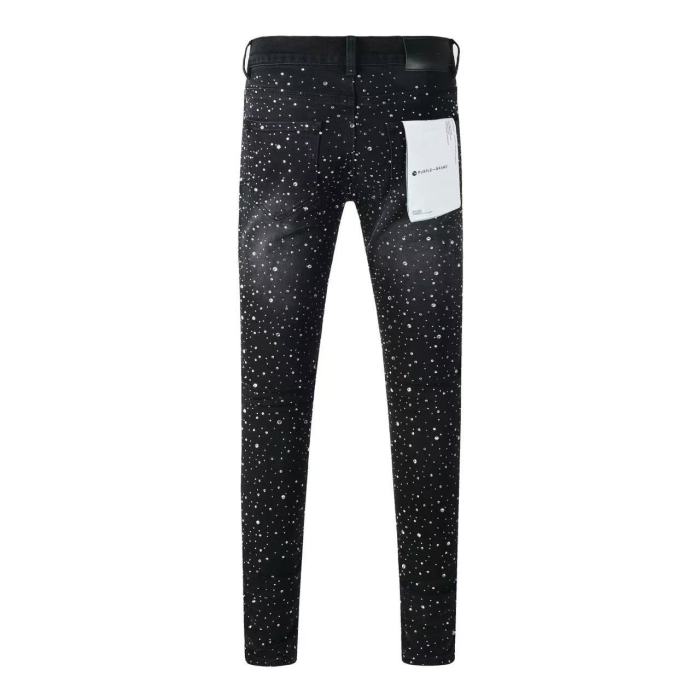 1:1 quality version Full Rhinestone Stacked Vintage Jeans 28972584